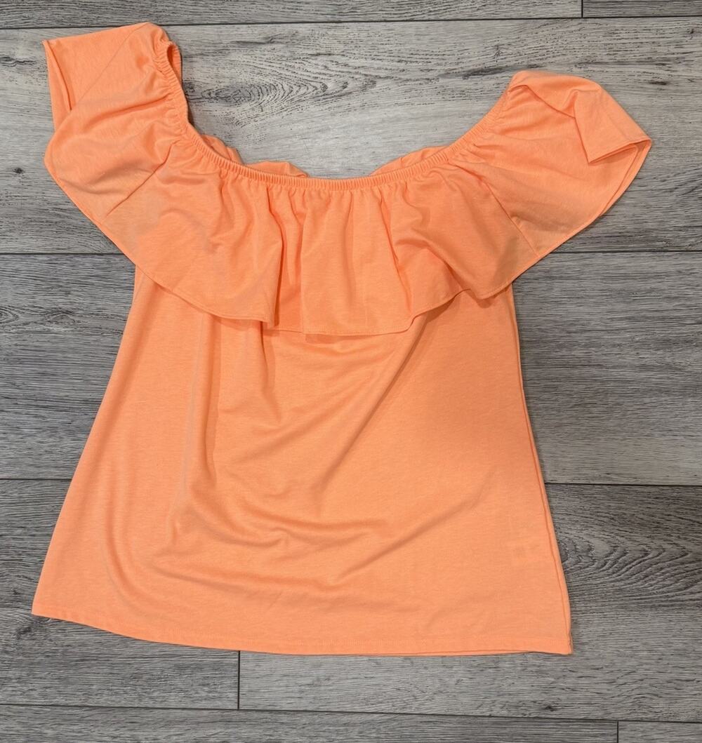 Lilly Pulitzer Size M La Fortuna Off-the-Shoulder Top Orange Preppy Coquette